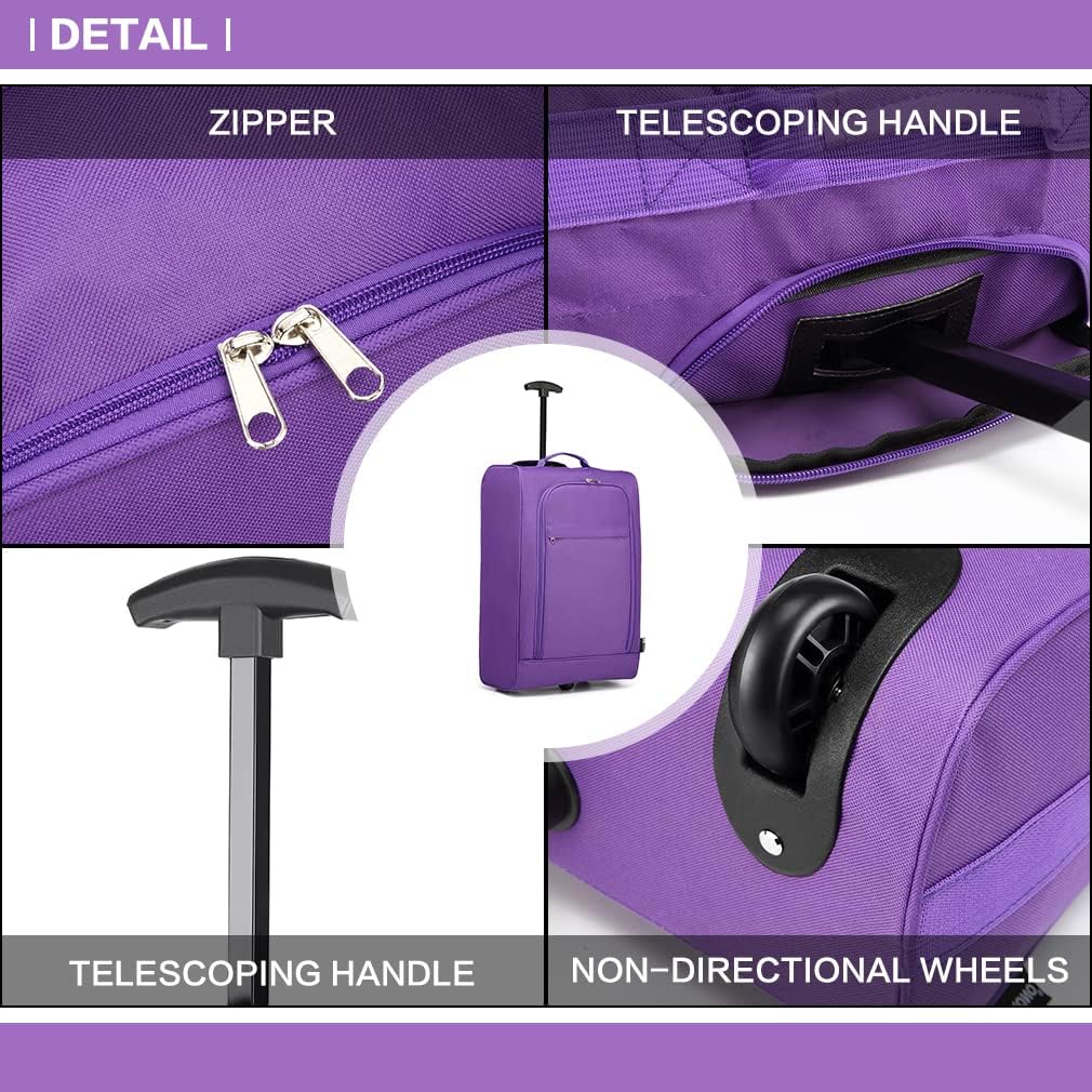 Kono Handgepäck Softcase Leicht Kleiner Rollkoffer Trolley Stoffkoffer Polyester (Violett) Violett K