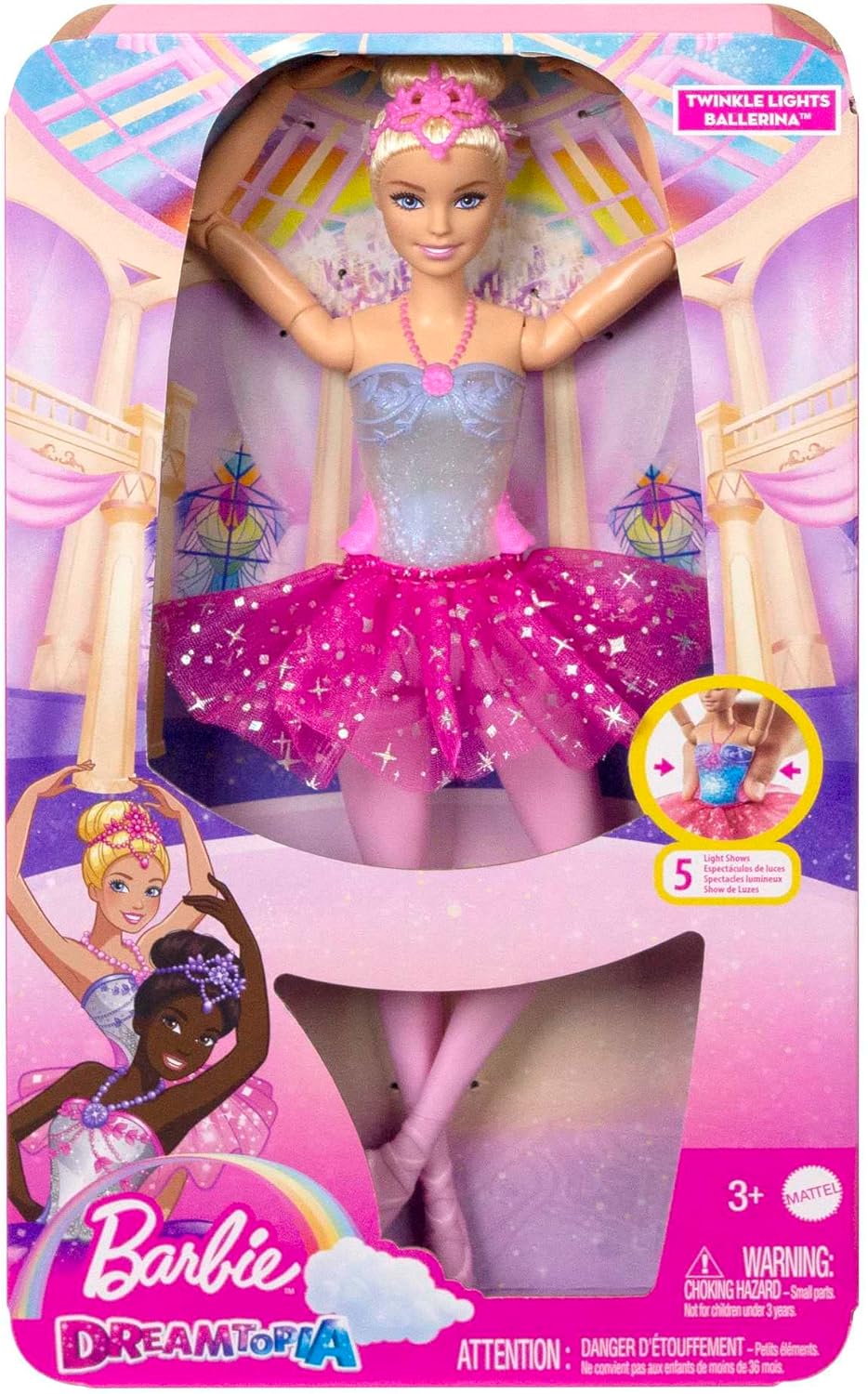 Barbie-Puppe | Magische Ballerinapuppe | Blond | Zauberlicht | Diadem und pinkes Tutu | Ballett | Be