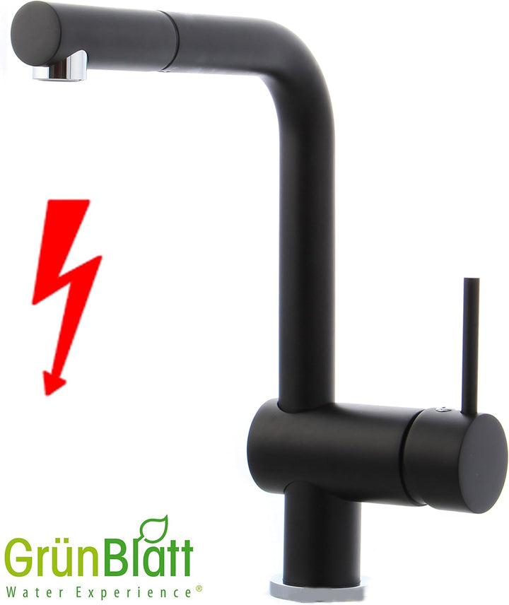 Schwarz matt Niederdruck Küchenarmatur herausziehbar Geschirrbrause Küche Armatur Einhebelmischer Wa