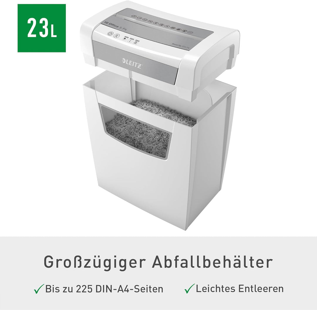 Leitz IQ Office S Aktenvernichter, 14-12 Blatt Kapazität (70-80 g/m²), Partikelschnitt, Sicherheitss