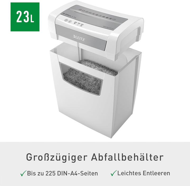 Leitz IQ Office S Aktenvernichter, 14-12 Blatt Kapazität (70-80 g/m²), Partikelschnitt, Sicherheitss