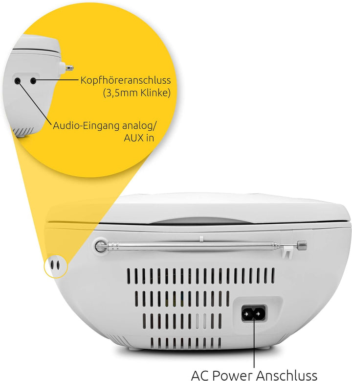 TechniSat Viola CD-1 - tragbarer Stereo CD-Player, Boombox mit praktischem Tragegriff (Radio für Kin