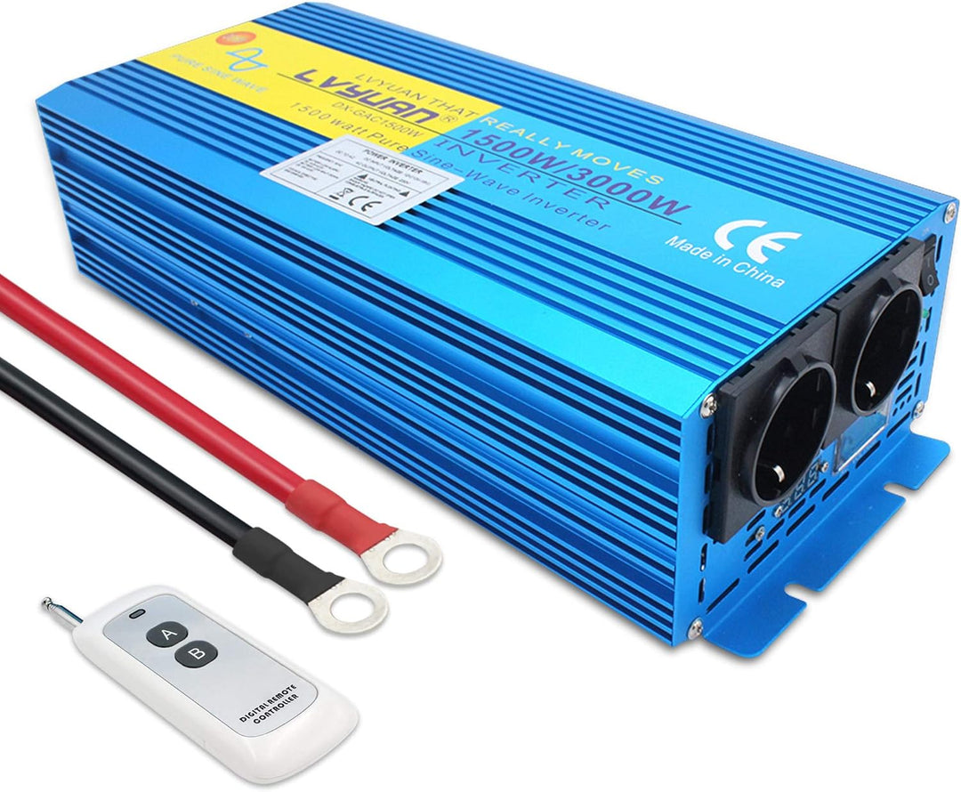 Cantonape 1500W/3000W Reiner Sinus Spannungswandler Wechselrichter 12V auf 230V Umwandler-Inverter K
