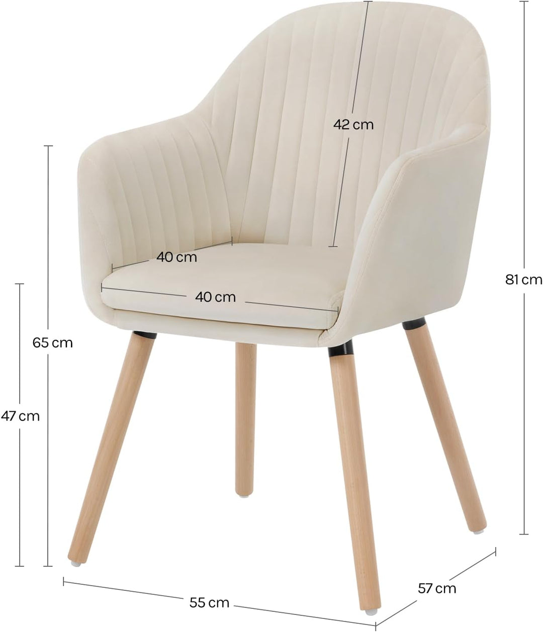 WOLTU Esszimmerstühle BH95cm-2 2er Set Küchenstuhl Wohnzimmerstuhl Polsterstuhl Design Stuhl mit Arm