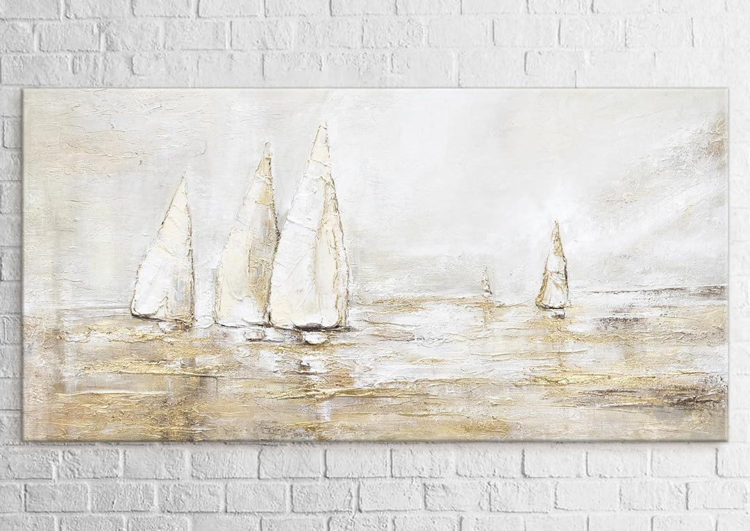 YS-Art Abstrakt Acryl Gemälde auf Leinwand Sonnenblendung handgemalt Wandbilder Wohnzimmer modern Wo