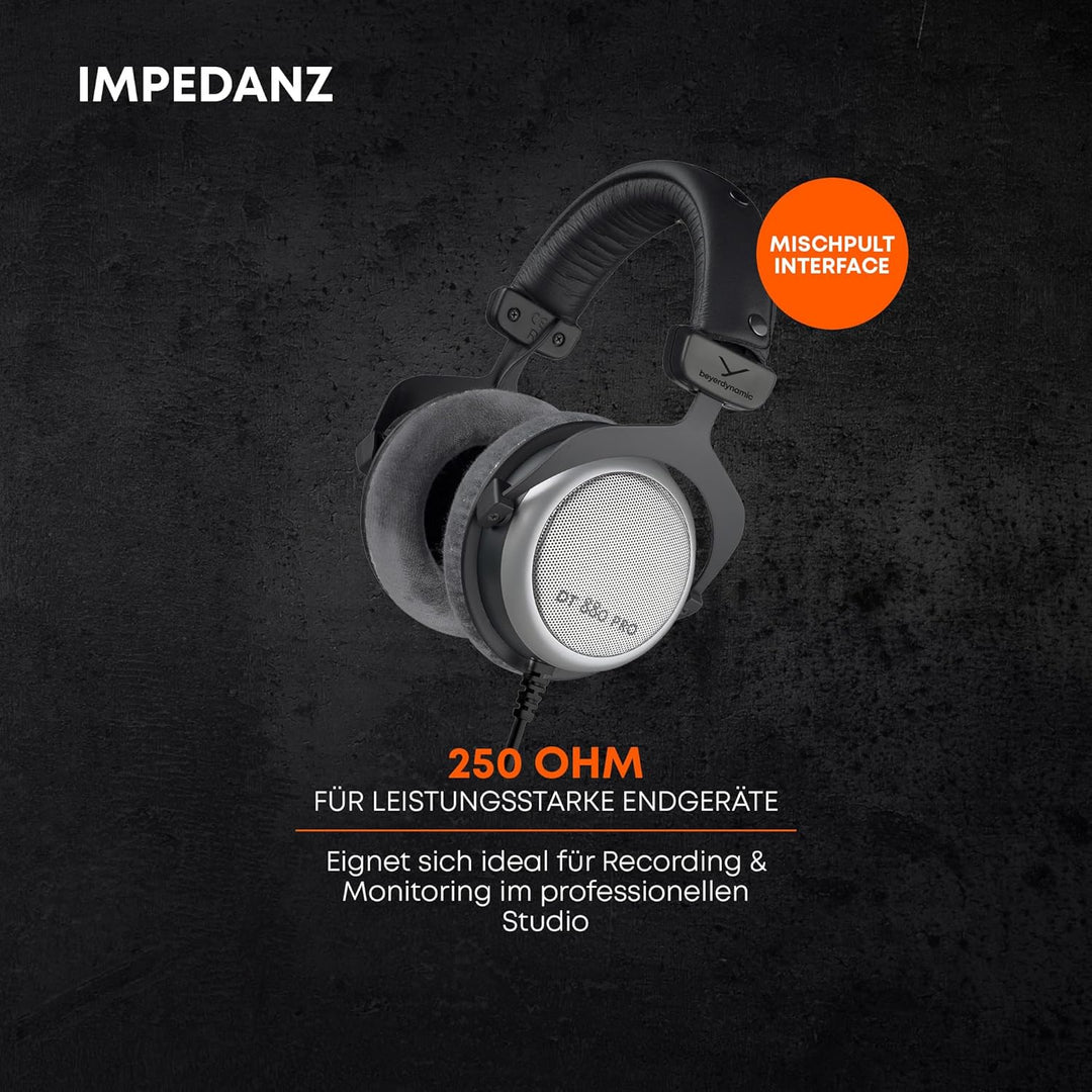beyerdynamic DT 880 PRO Over-Ear-Studiokopfhörer in schwarz. Halboffene Bauweise, kabelgebunden, Stu
