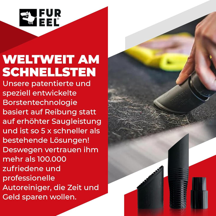 FUR-EEL Combo 1 | 1 x Fang, 1 x PRO, 1 Adapter | Professioneller Staubsaugeraufsatz zum Reinigen von