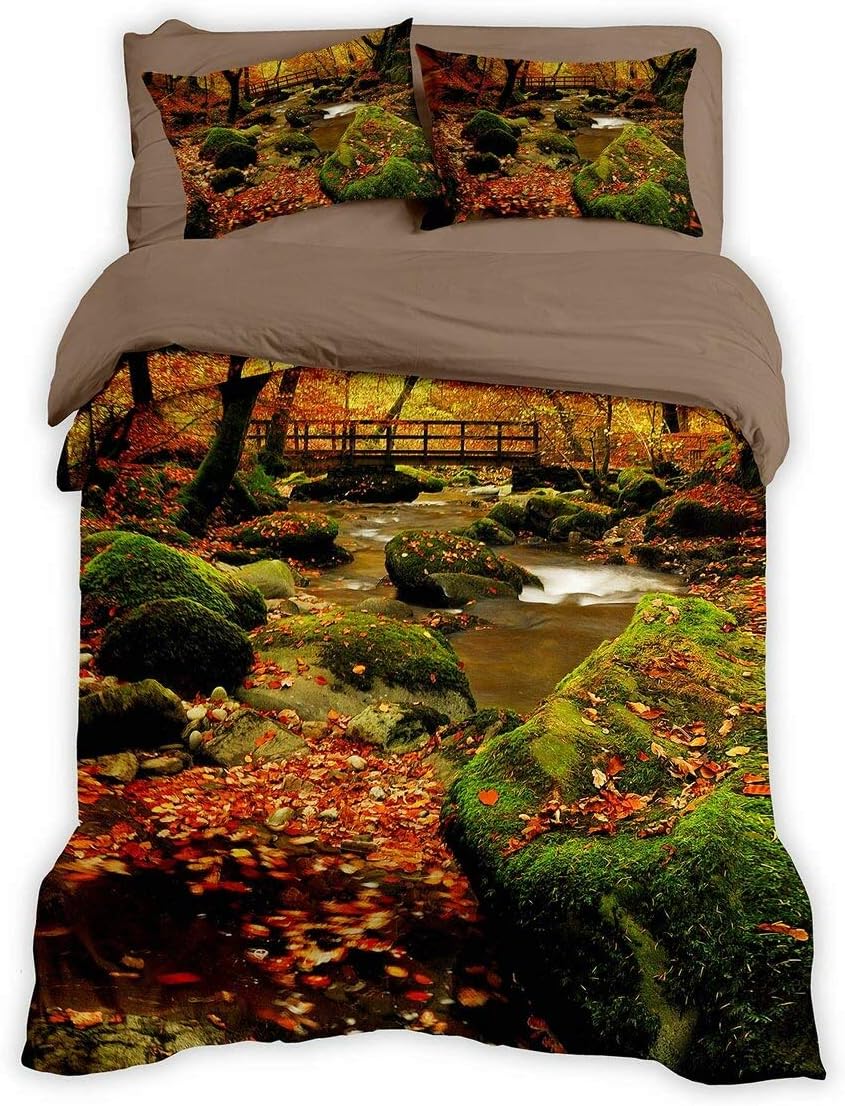 Traumschlaf Bettwäsche Herbstwald 1 Bettbezug 135 x 200 cm + 1 Kissenbezug 80 x 80 cm, 1 Bettbezug 1
