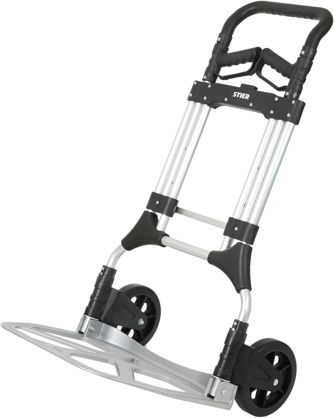 STIER Sackkarre Premium klappbar, Aluminium Transportkarre, Belastbarkeit bis 200kg, Stapelkarre zum