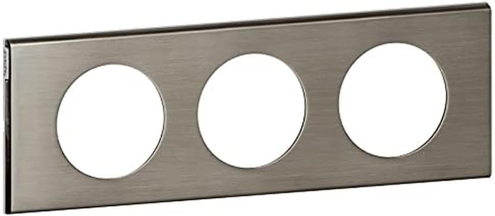 Legrand Céliane2 Rahmen für 3 Steckdosen, grau, LEG69103 Gebürsteter Stahl, Gebürsteter Stahl