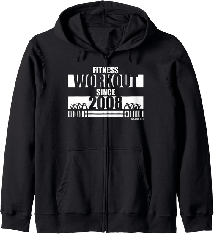 Fitness Workout since 2008 Gym Motivation Sprüche Fitness Kapuzenjacke