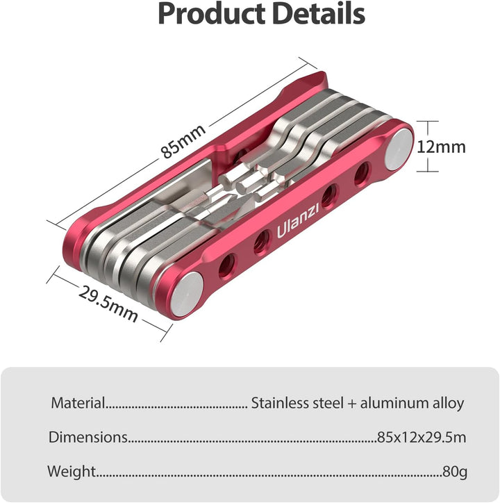 ULANZI 9 in 1 Faltbarer Werkzeugsatz mit Schraubendreher und Schraubenschlüssel, Kamera Tool Set für
