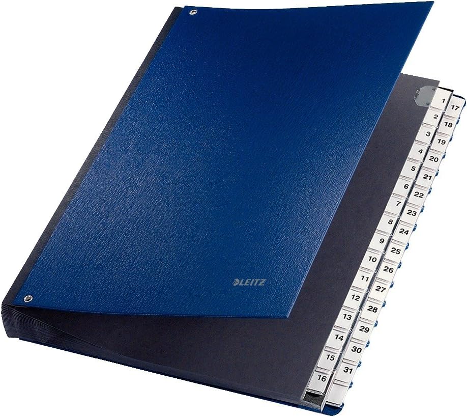 Leitz Pultordner, A4, 31 Fächer, 31 Plastik-Zahlen-Taben, Kunstoff, Blau, 58310035 31 Fächer Blau Si