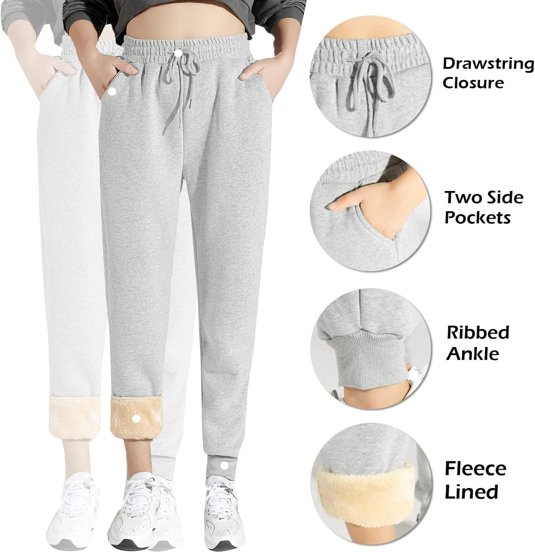 CheChury Jogginghose Damen Winter Warm Thermohose Sherpa Innenfutter Sweathose Gefüttert Sport Hosen