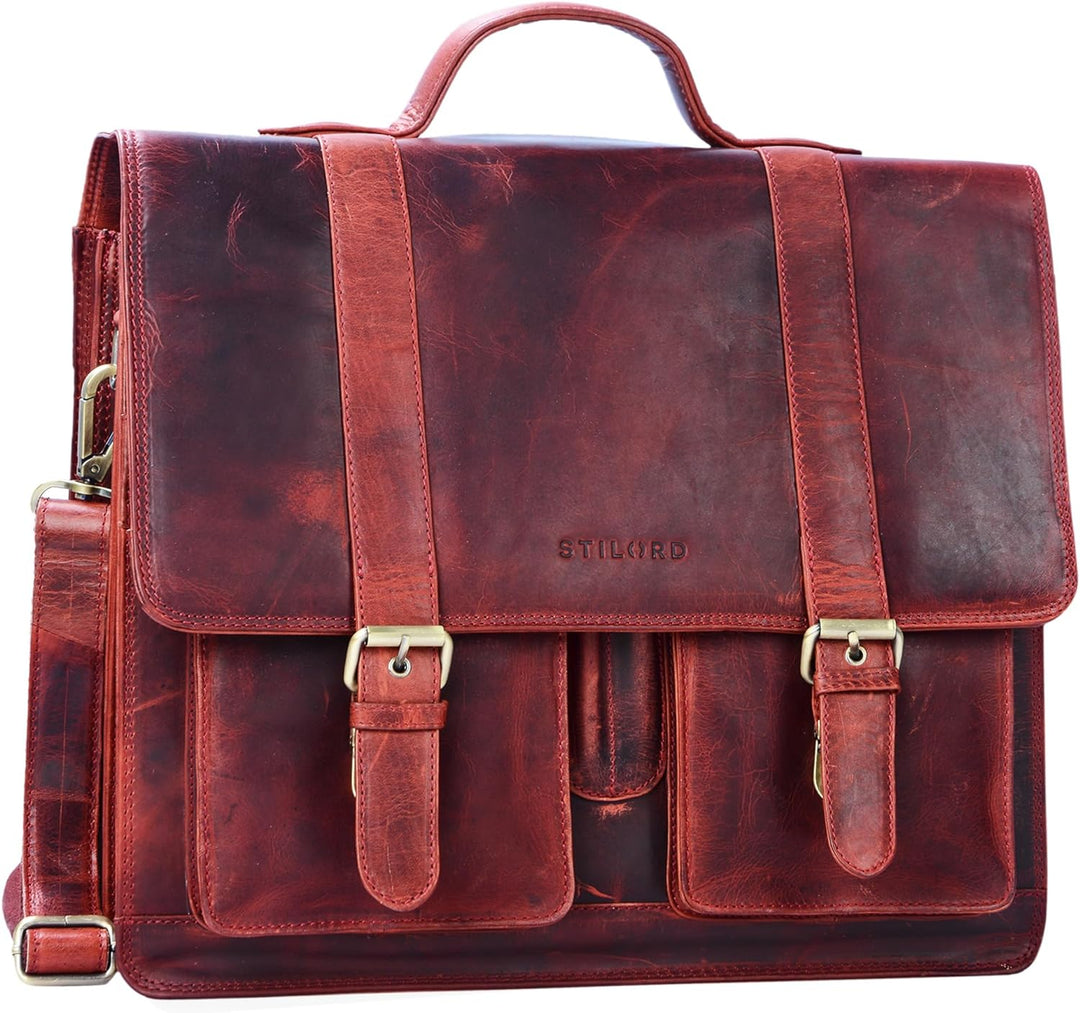 STILORD 'Marius' Klassische Lehrertasche Leder Schultasche XL gross Aktentasche zum Umhängen Busines