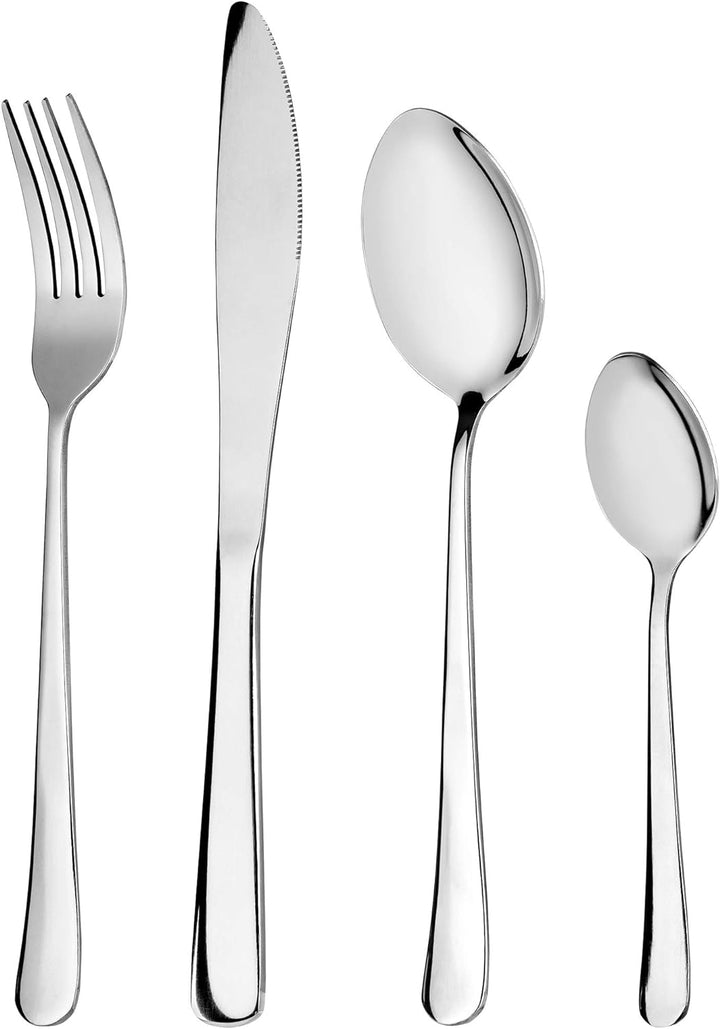 KADAX Besteckset aus Edelstahl, 24tlg, Essbesteck-Set für 6 personen mit abgerundetem Rand, Set inkl