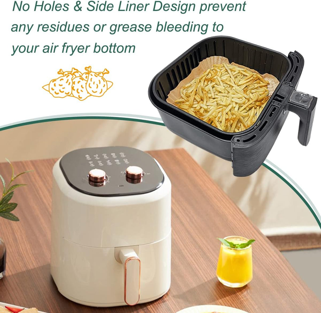 BYKITCHEN 100 Stück Airfryer Backpapier für Philips 6.2L/COSORI 5.5L,6L,6.2L, 20cm-24cm, Heissluftfr