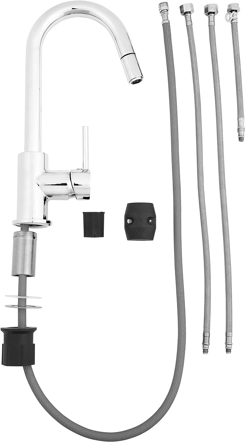 Cornat Spültisch-Einhebelarmatur "Kirna" - Hochwertiger Messingkörper - verchromt - Ausziehbare Schl