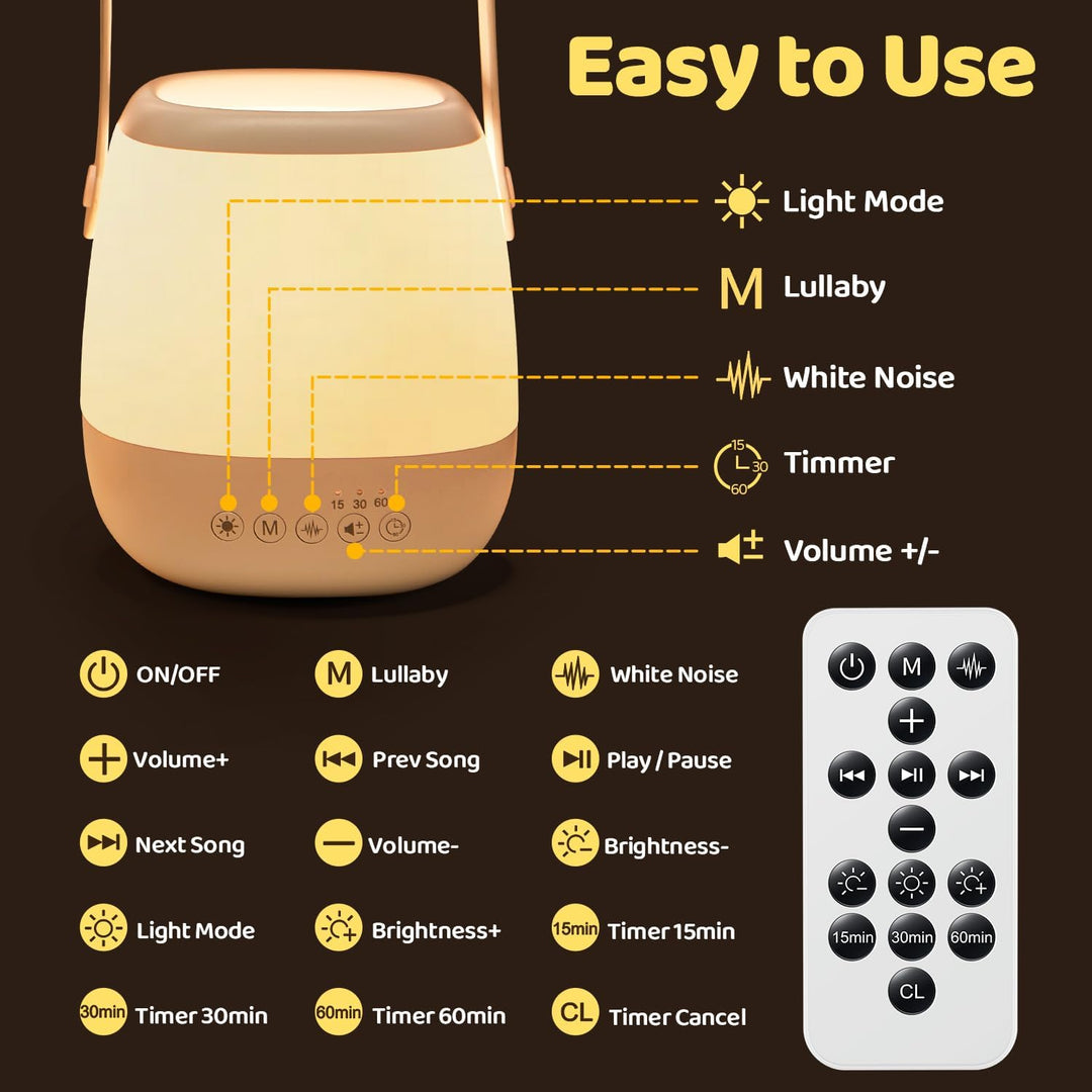 One Fire Nachtlicht Baby Stilllicht Dimmbar,12 White Noise Machine Baby Nachtlicht, 16 Farben+AUTO T