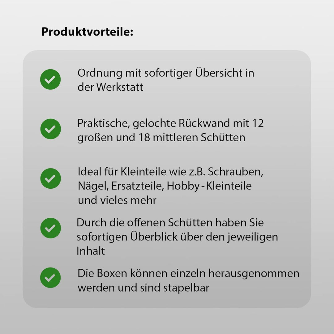 TRUTZHOLM Stapelboxen mit Wandregal 32 TLG Kleinteilemagazin Schütten mit Etikettenfach (rot)