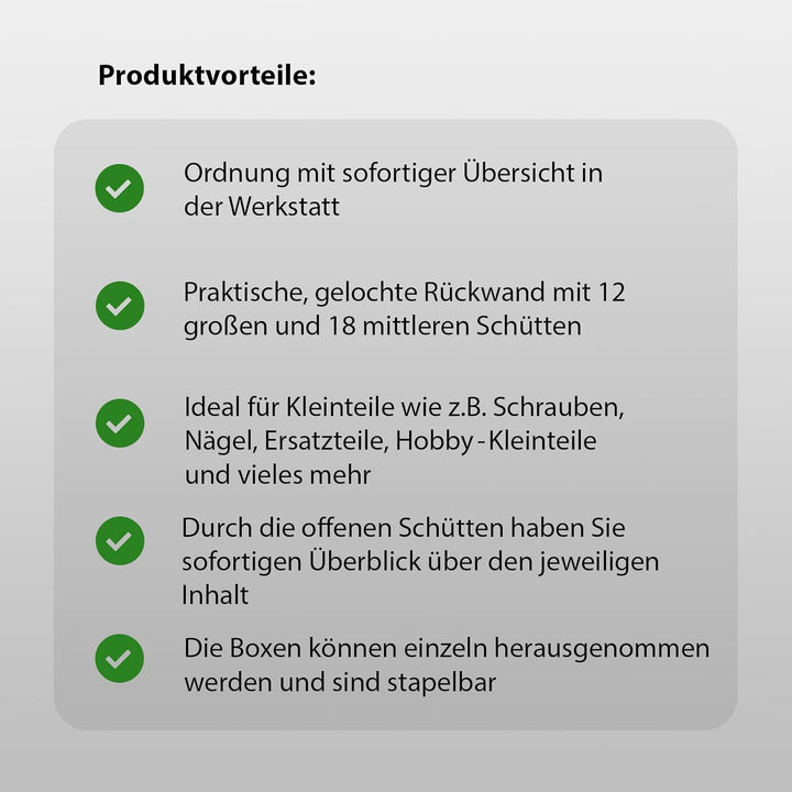 TRUTZHOLM Stapelboxen mit Wandregal 32 TLG Kleinteilemagazin Schütten mit Etikettenfach (rot)