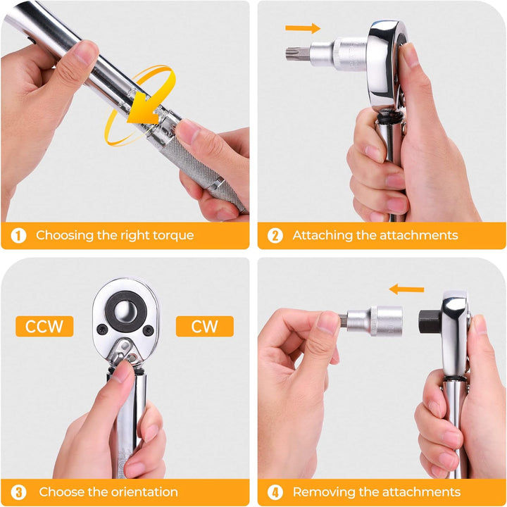 Hoteche Drehmomentschlüssel 1/2 Zoll 28-210Nm mit Hebelumschaltknarre und Stahlrohr für präzises Anz