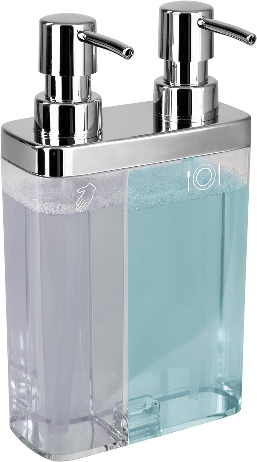 Kitchen Details Seifen- und Lotionspender für Bad und Küche, mit 2 Pumpen, transparent, Transparent