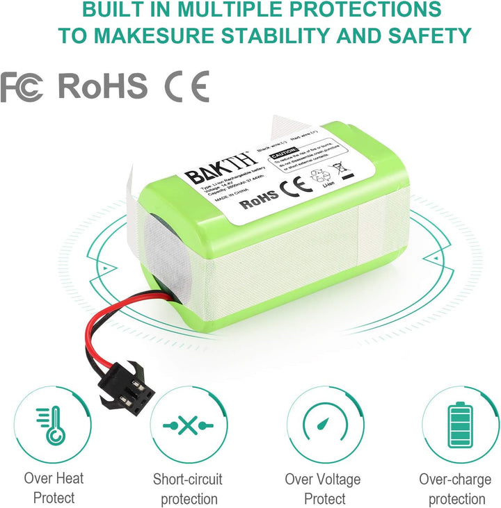 BAKTH 2600mAh 14.4V Ersatzakku für Ecovacs Deebot N79 N79S DN622, Kompatibel mit Eufy RoboVac 11, 11