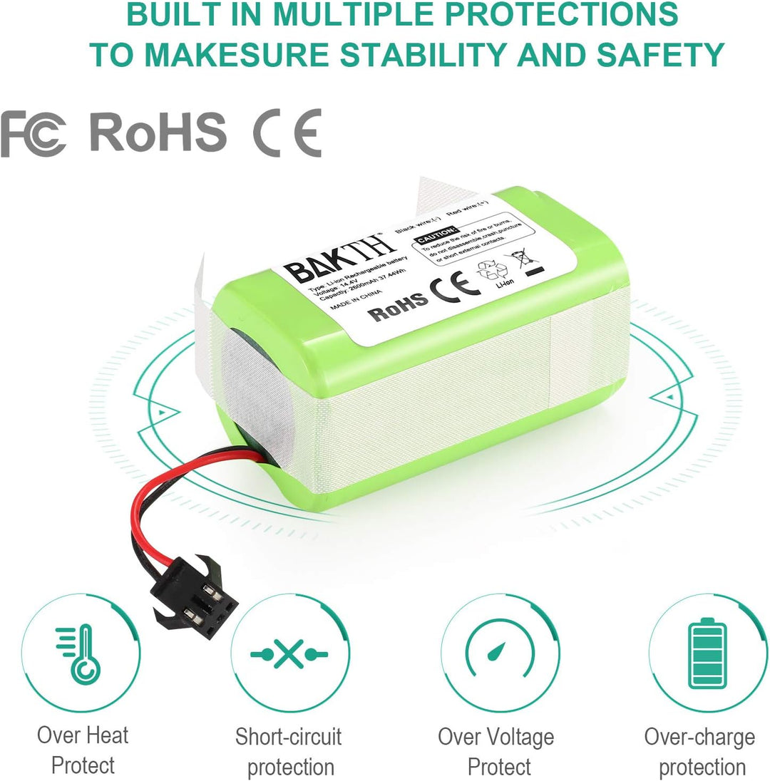 BAKTH 2600mAh 14.4V Ersatzakku für Ecovacs Deebot N79 N79S DN622, Kompatibel mit Eufy RoboVac 11, 11