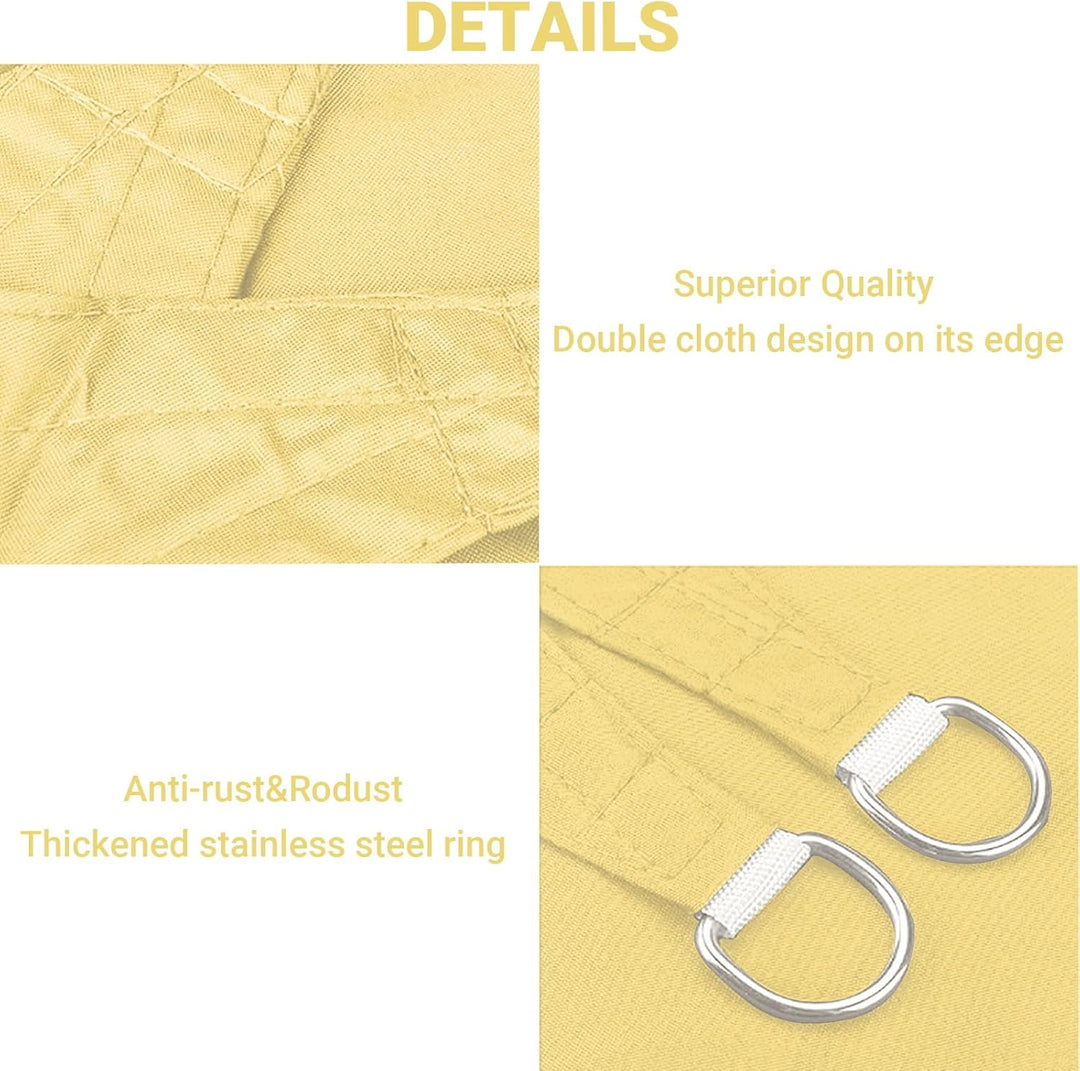 HOMPER Sonnensegel Wasserdicht Sonnenschutz, Oxford-Gewebe, UV-Schutz, für Balkon Terrasse Garten Ca