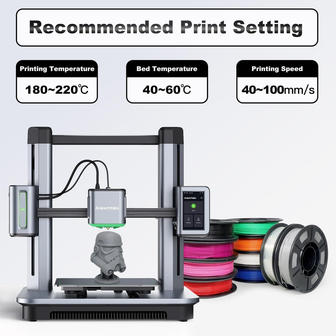 YOUSU pla plus filament 1.75, 3d drucker filament, 3d filament pla+ bündel, 250gx10 rollen (Schwarz/