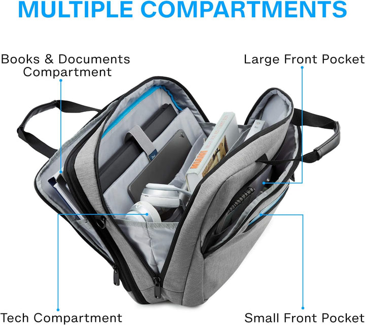 BAGSMART 17,3-Zoll-Laptoptasche, Erweiterbare Aktentasche, Computertasche für Herren und Damen, Lapt