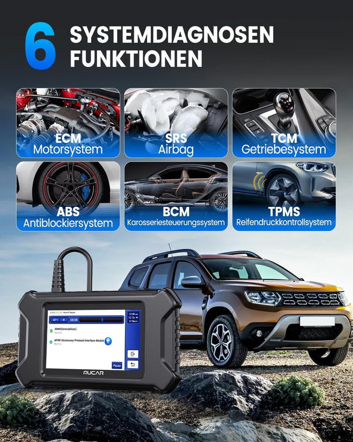 OBD2 Diagnosegerät, MUCAR CS6 Diagnosegerät Auto Mit 6 System(ECM/TCM/ABS/SRS/TPMS/BCM) + 7 Reset-Fu