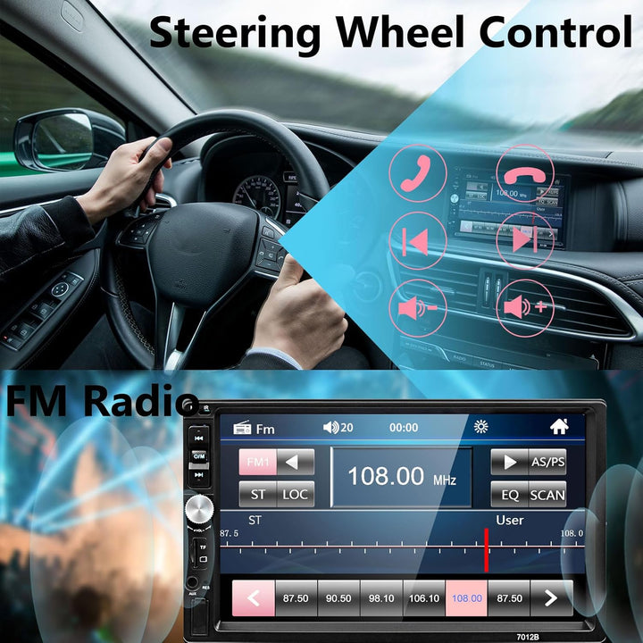 Autoradio 2 Din - Auto Stereo Bluetooth mit 7 Zoll Touchscreen, Multimedia Player Auto mit Rückfahrk