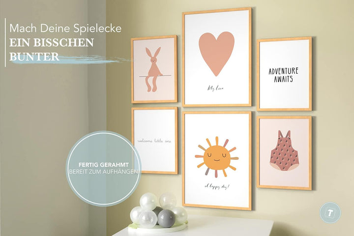 Papierschmiede® Bilder Kinderzimmer Kids Mood Poster Set Welcome Baby, Gerahmte Bilder fürs Kinderzi