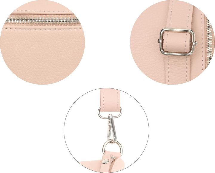 Zwillingsherz Bauchtasche mit Reissverschluss 100% Echtleder – Hochwertige Damen Bauchtasche Crossba