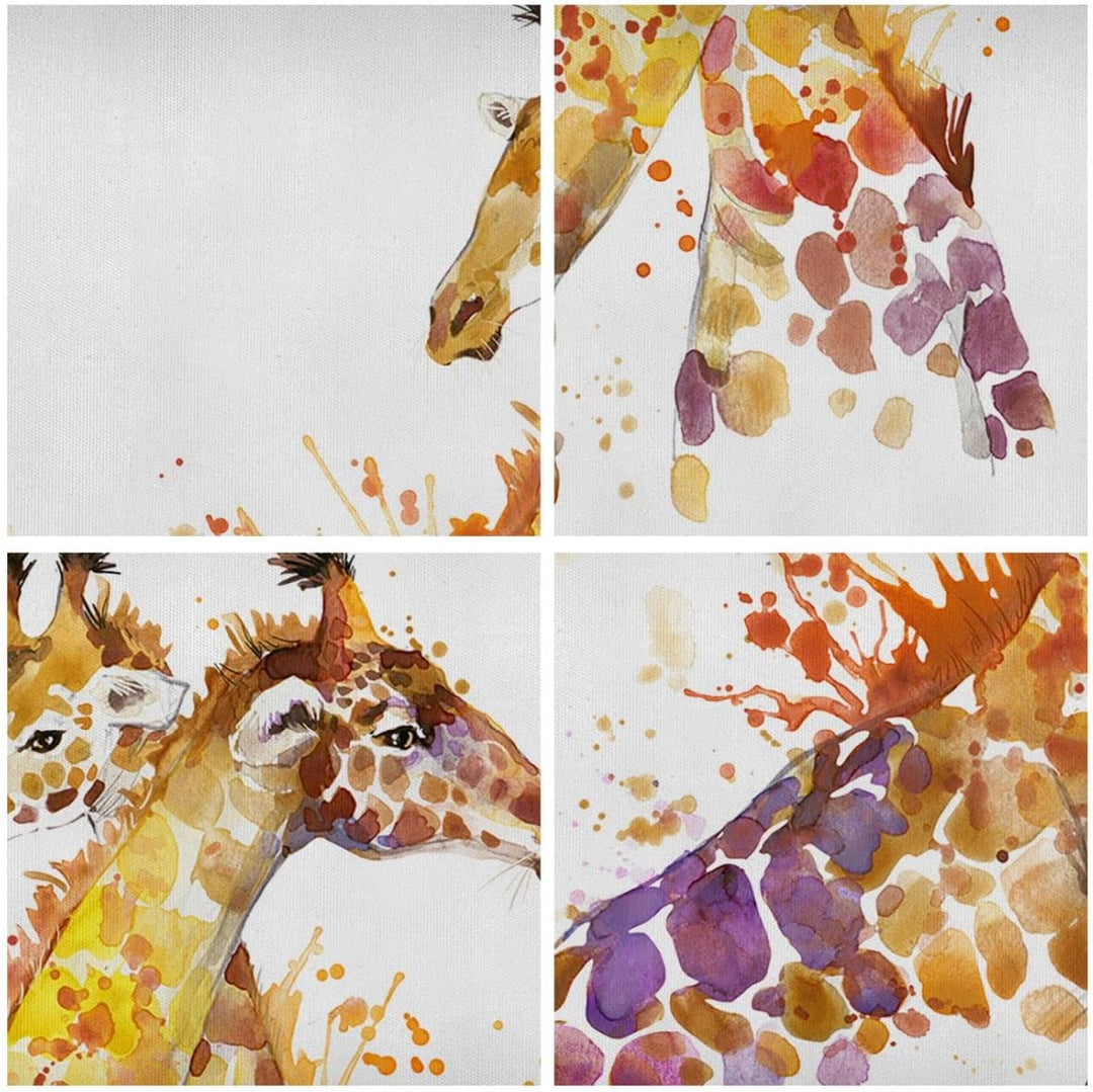 Bilder auf Leinwand 100x70cm Leinwandbild Giraffen Tiere Kinder Safari Gross Wanddeko Bild Schlafzim