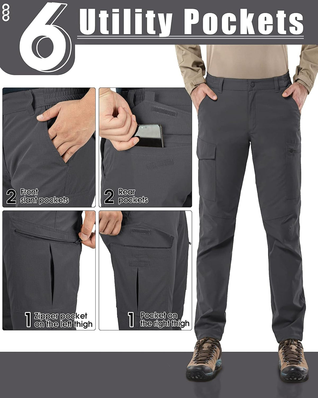 33,000ft Wanderhose Herren Wetterfest Outdoorhose Atmungsaktiv Cargohose Trekkinghose Winddichte Arb