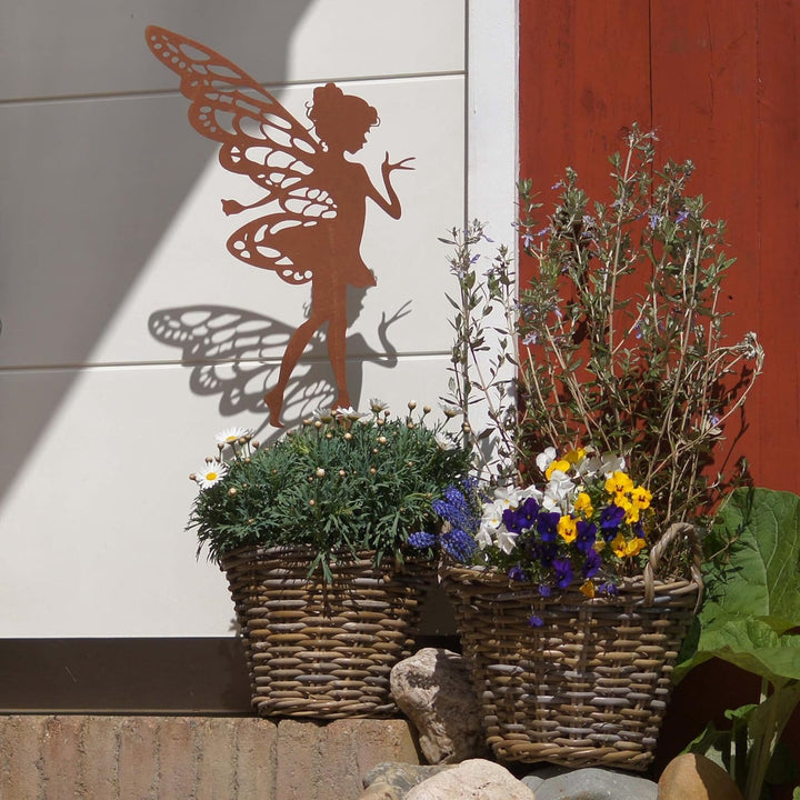 UNUS Zink Elfe gross, Gartendeko Rostoptik, Gartenstecker aus Edelrost, Rost Deko für Garten, Terras