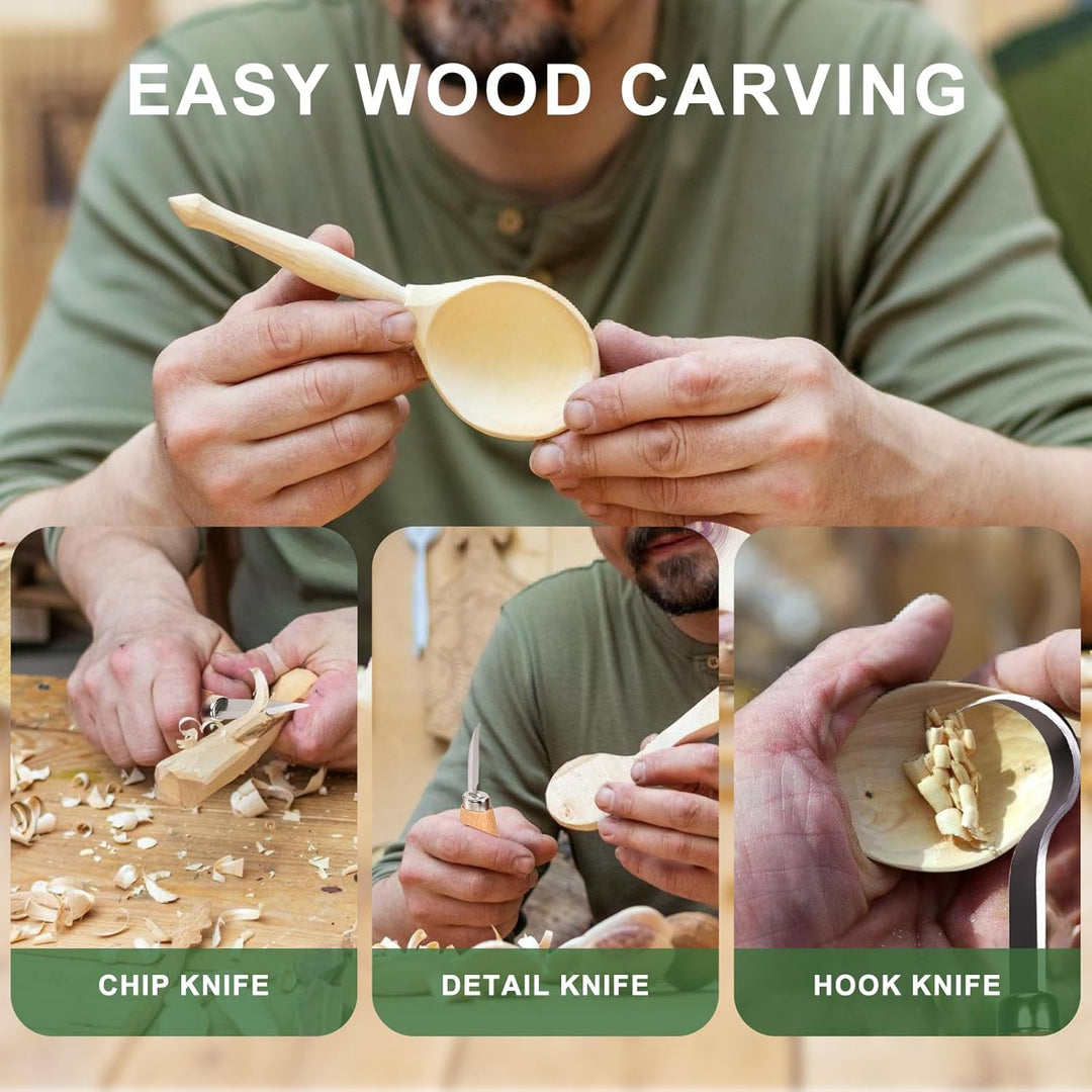 Holzschnitzwerkzeuge Set, 10 in 1 Schnitzset für Erwachsene, Kinder, Anfänger, Holz Schnitzen Set mi