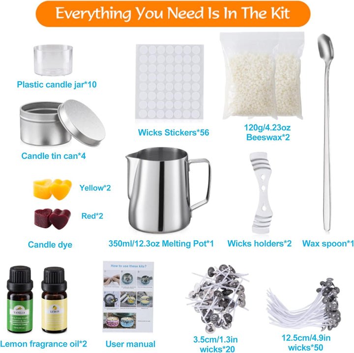 JBEIY Kerzen Selber Machen Set, Kerzenset DIY für Erwachsene Anfänger Kerzenherstellung, Kerzen Gies