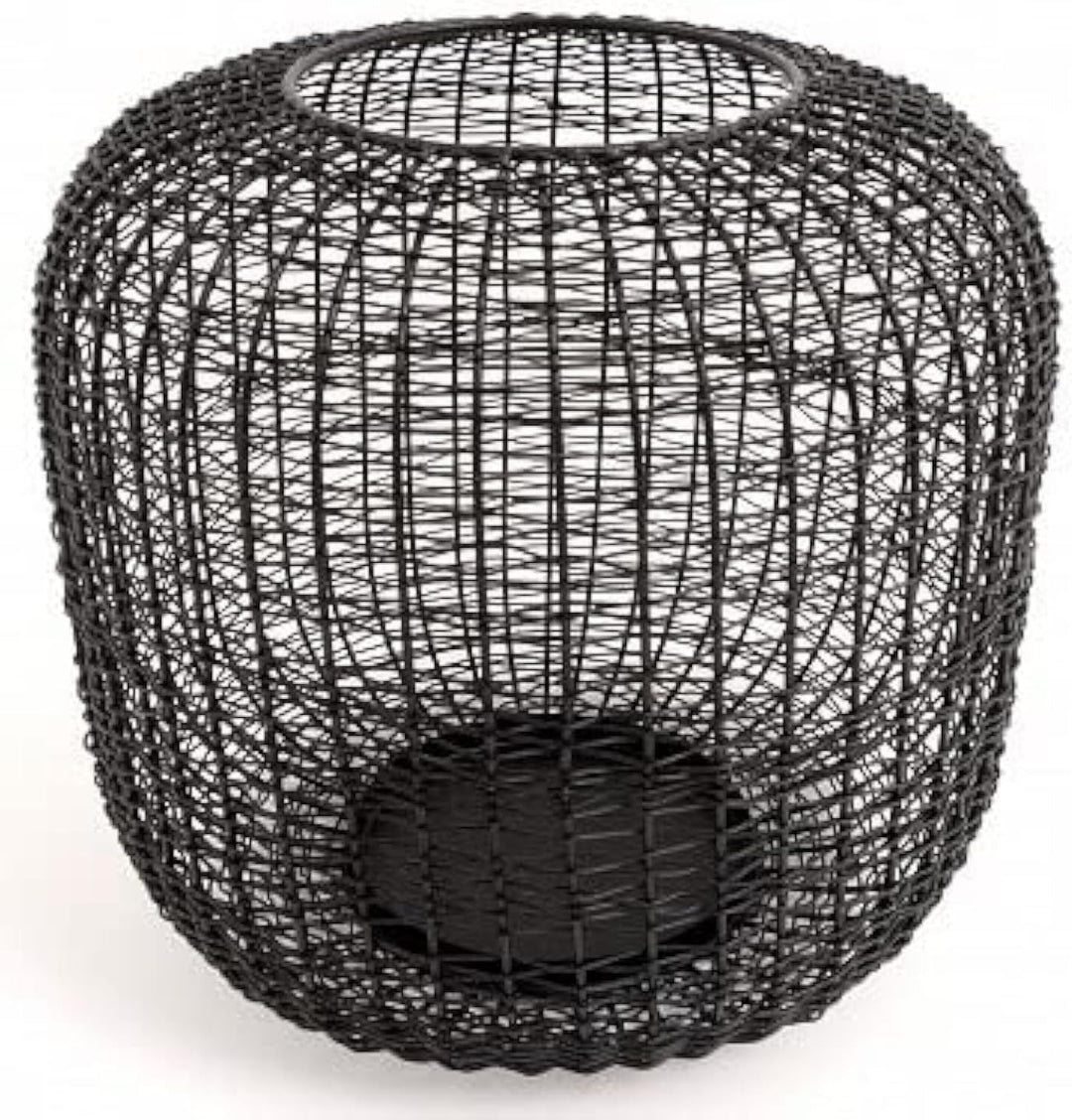 Brandsseller Windlicht Ø 23 x H 21 cm Metall Draht Gitter Design Schwarz Kerzenständer Laterne Indoo