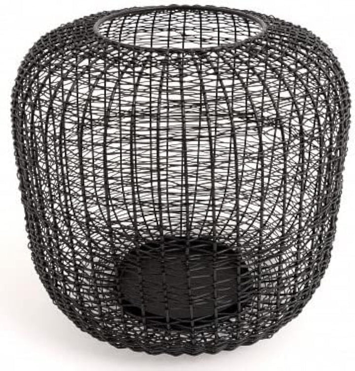 Brandsseller Windlicht Ø 23 x H 21 cm Metall Draht Gitter Design Schwarz Kerzenständer Laterne Indoo