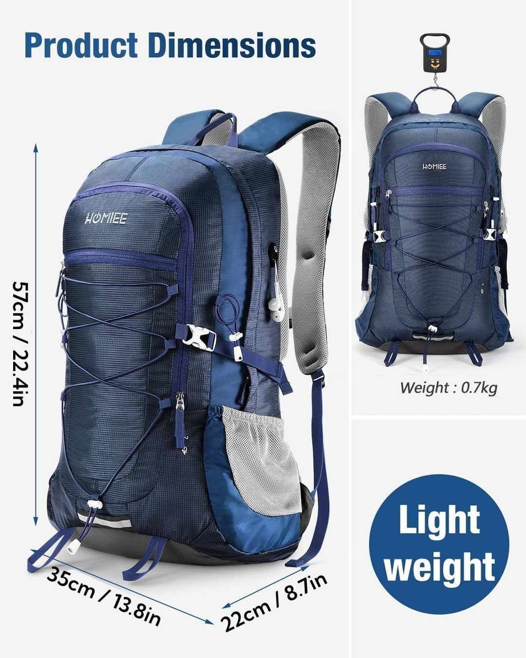 HOMIEE Wanderrucksack 45L, Herren Damen Wasserdichter Rucksack Trekkingrucksack Reiserucksack, Outdo