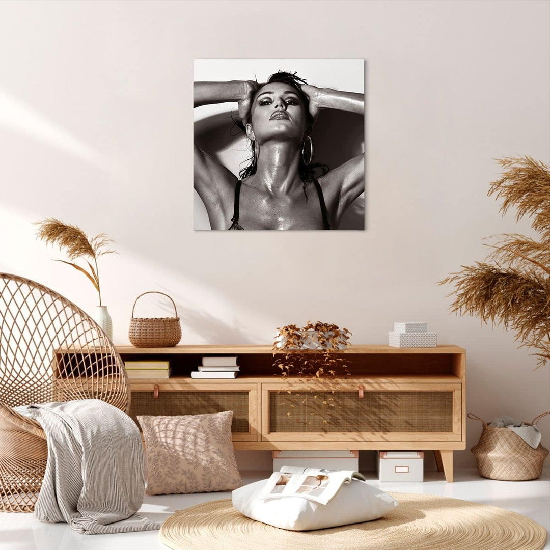 ARTTOR Bilder auf Leinwand Frau Eleganz Sommer nass Leinwandbild 60x60cm Wandbilder Dekoration Wohnz