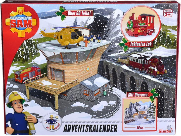 Simba 109251037 - Feuerwehrmann Sam Adventskalen/ Mit grosser Spielszenerie / Mit Weihnachtsgeschich