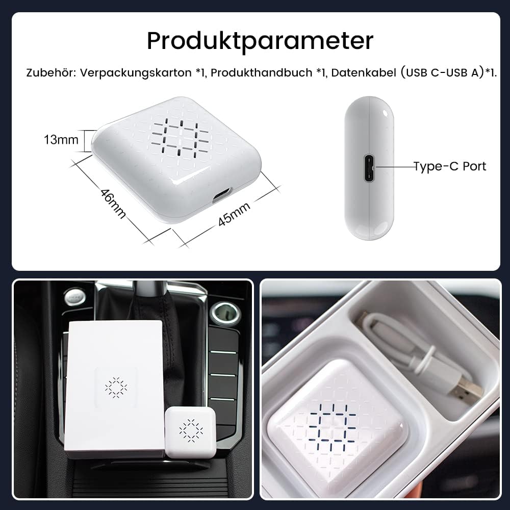 CarlinKit 3.0 Mini Wireless CarPlay Adapter für werkseitig verkabelte CarPlay Autos, kompatibel mit