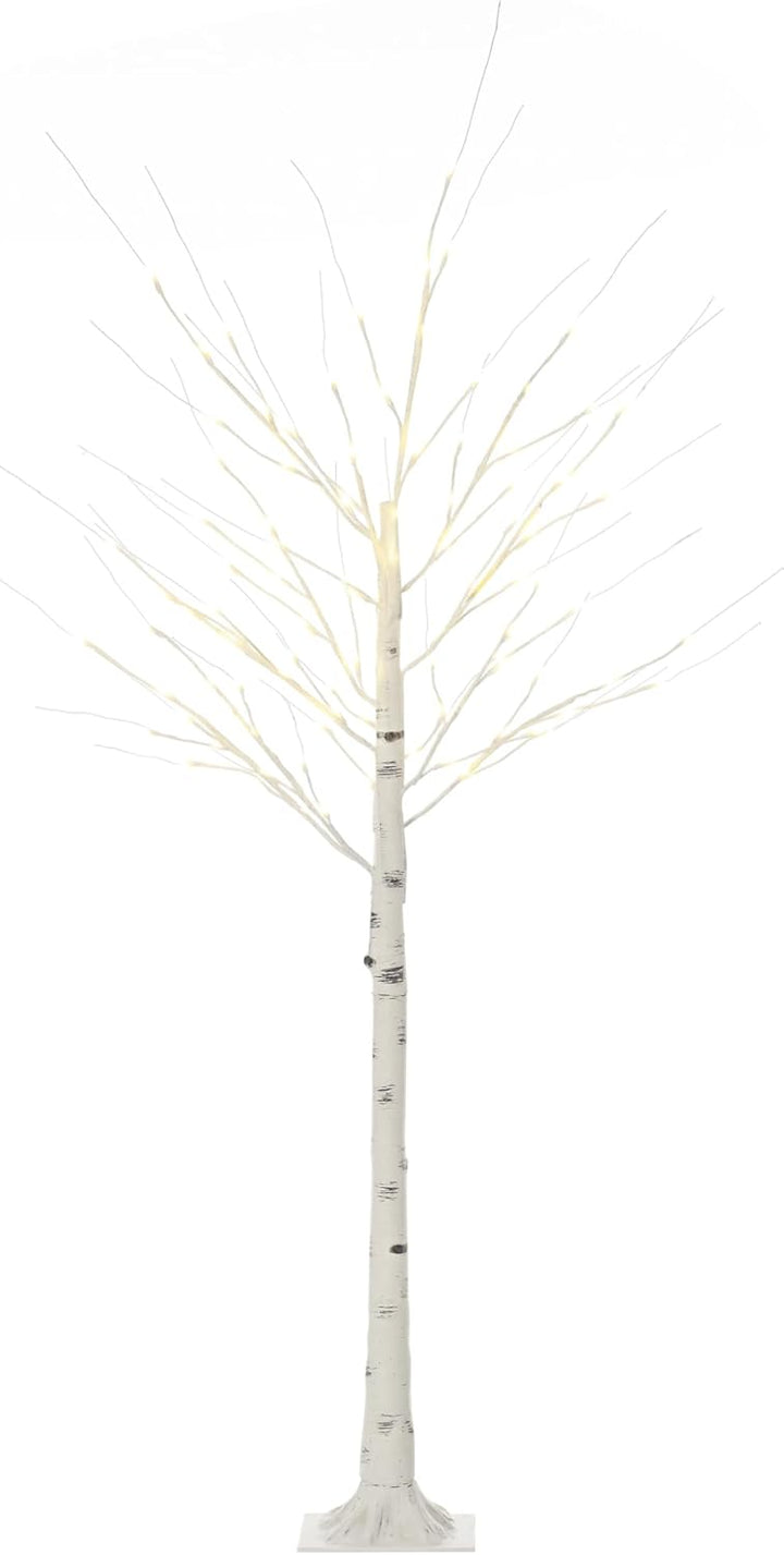 HOMCOM 180 cm Kunstbaum, Birkenbaum mit LED, Weihnachtsbaum Birken, Weihnachtsdeko Kunstbirke für Pa
