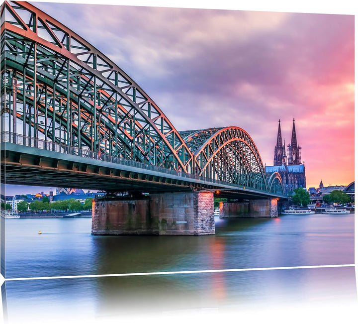 Prächtige Hohenzollernbrücke in Köln Format: 100x70 auf Leinwand, XXL riesige Bilder fertig gerahmt