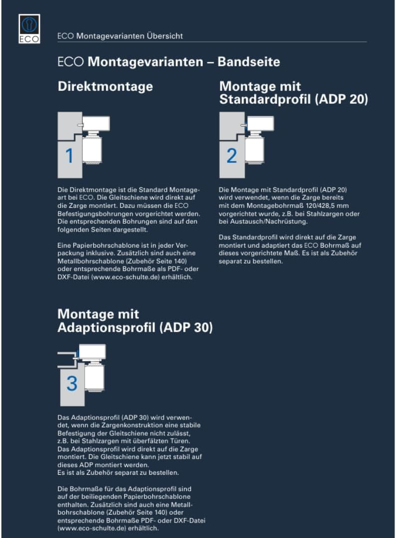 ECO-Schulte Die ECO Newton Gleitschiene EF BG DIN rechts RAL 9016 ECO weiss mit elektromagnetischer